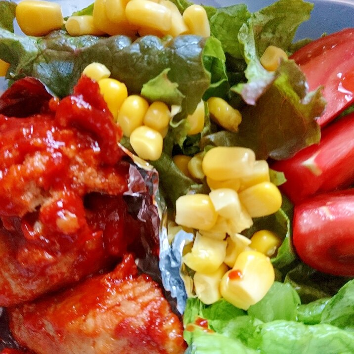 作りおきハンバーグでサラダ弁当 レシピ 作り方 By Hirohyt102 楽天レシピ